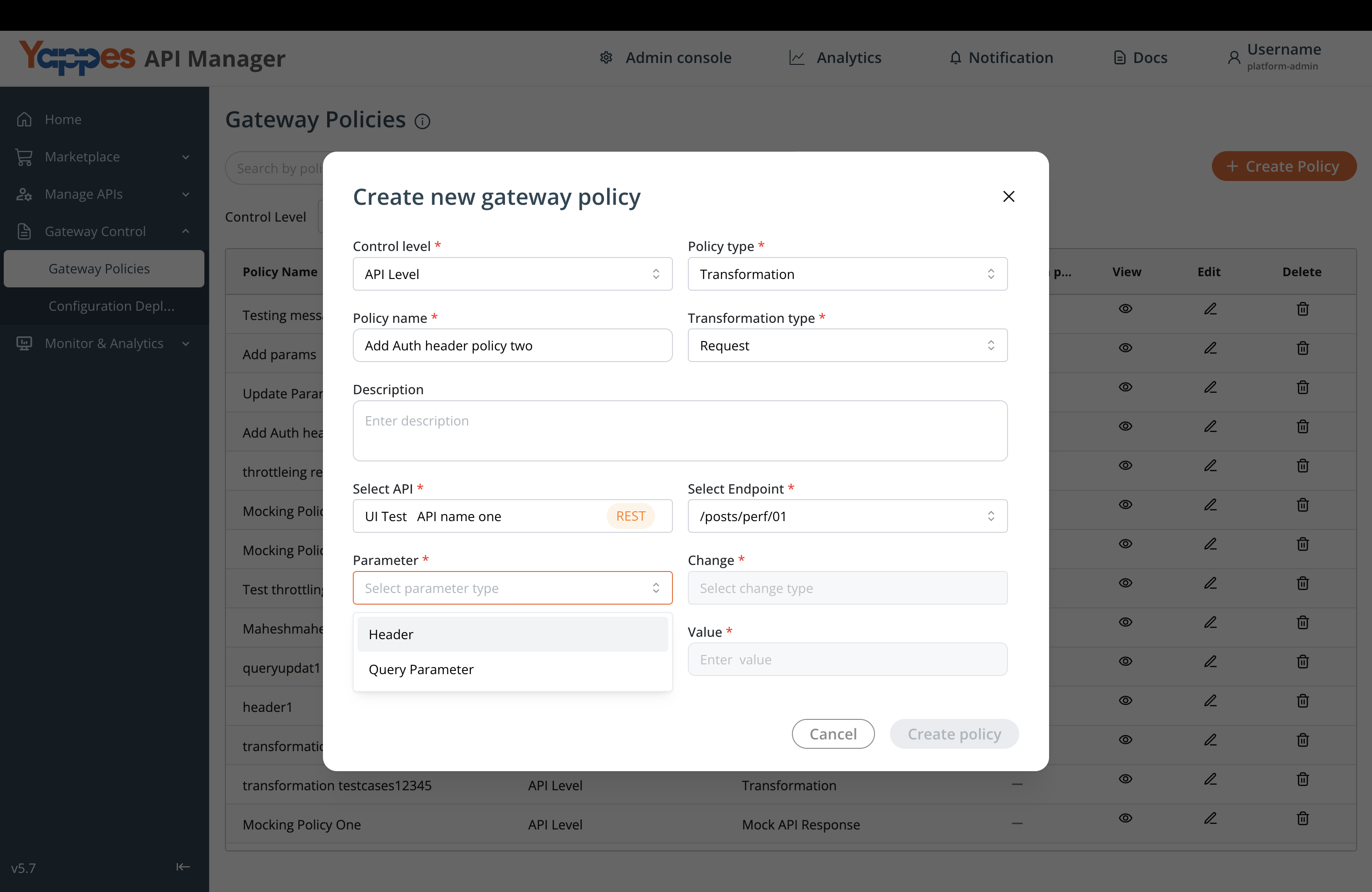 Configure parameter type