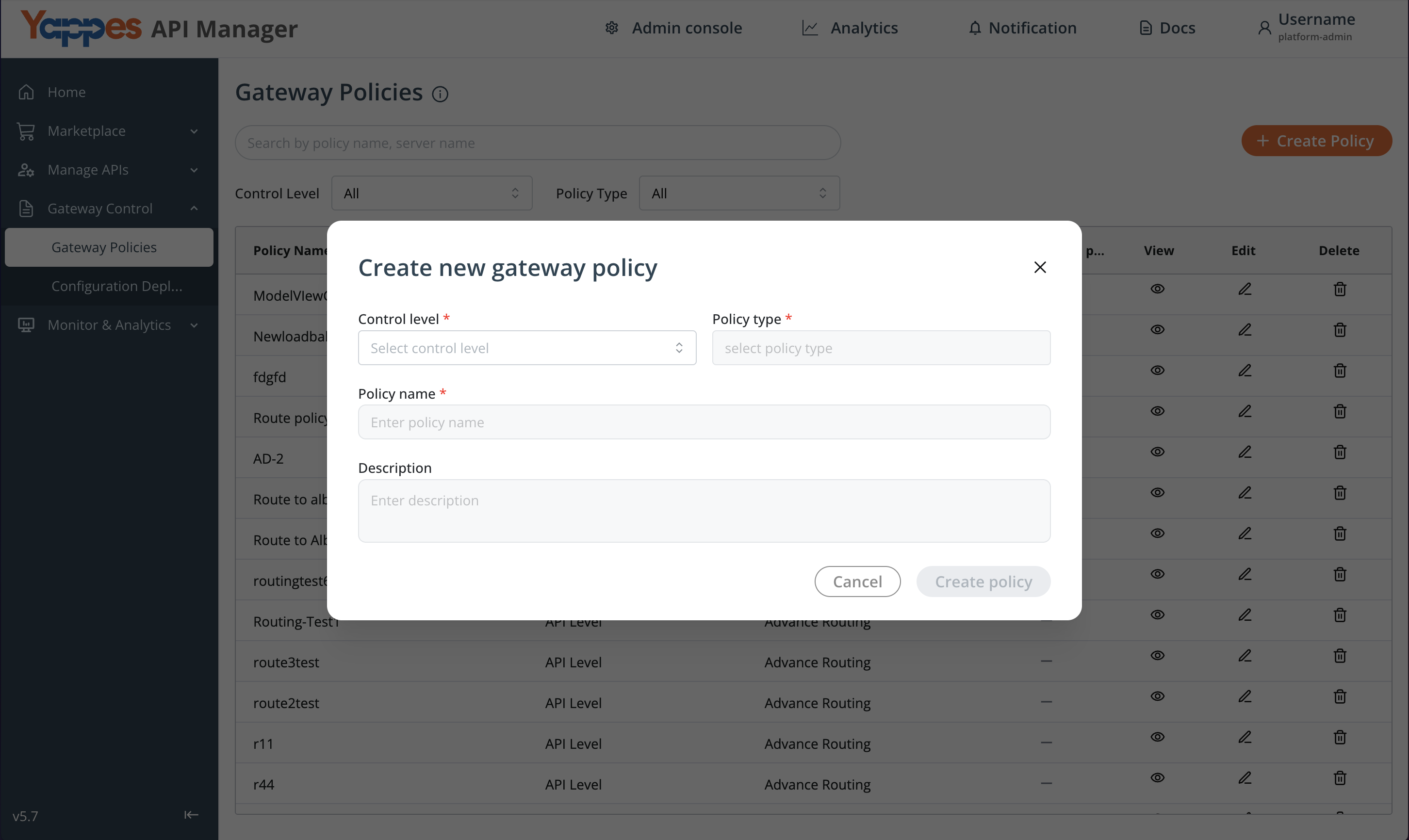 Initialize New Policy Creation