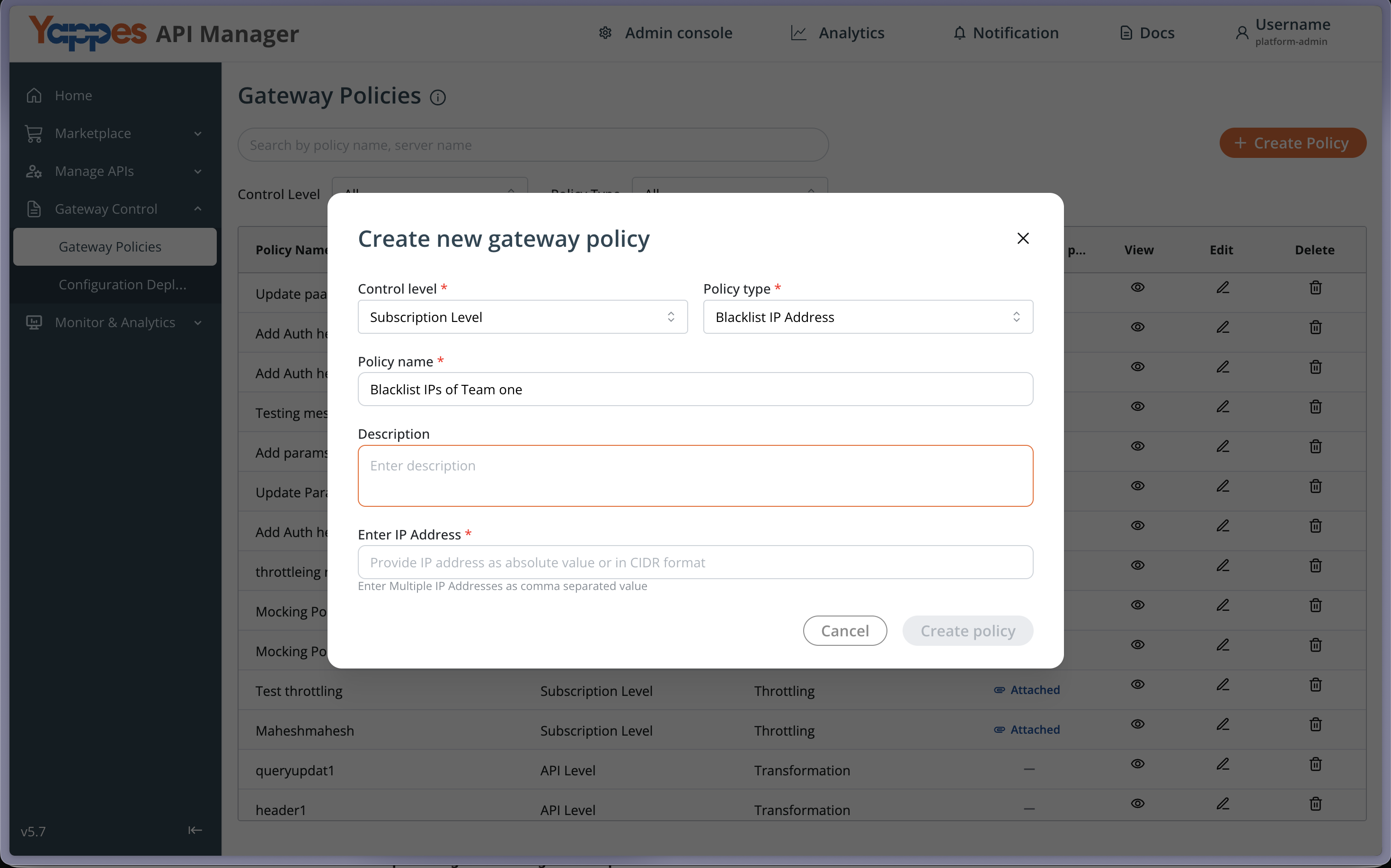 Set the Policy Name