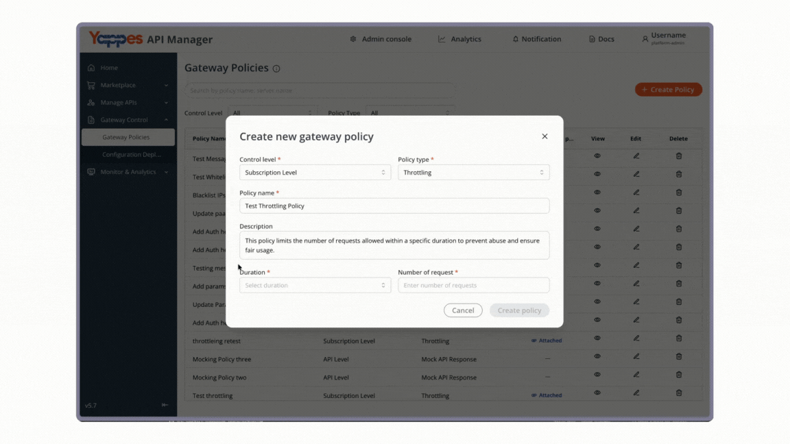 Configure Throttling Parameters