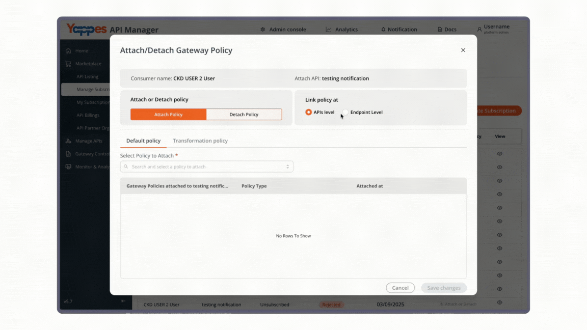 Attach Policy to API or Endpoint