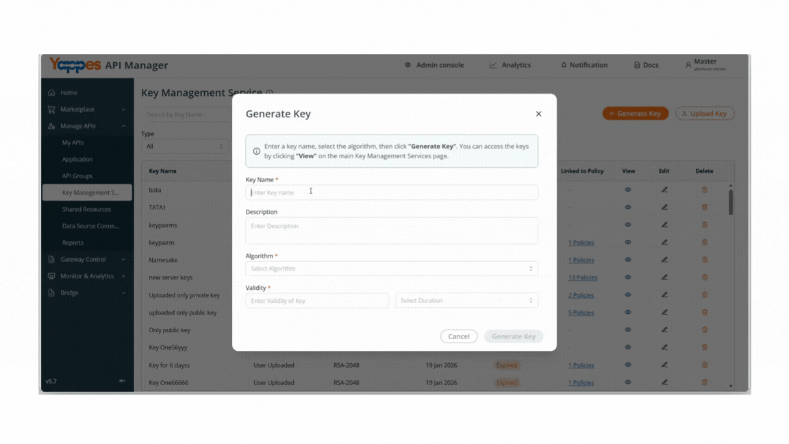 Configure Key Details