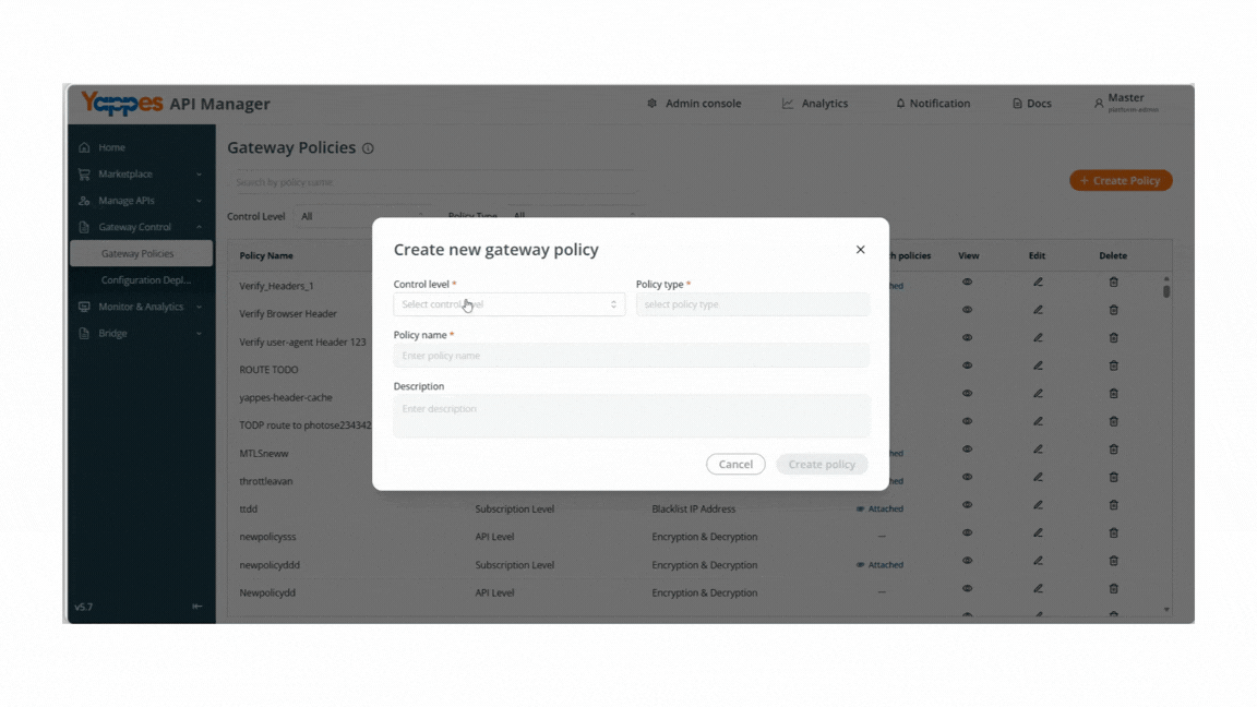 Configure Policy Settings