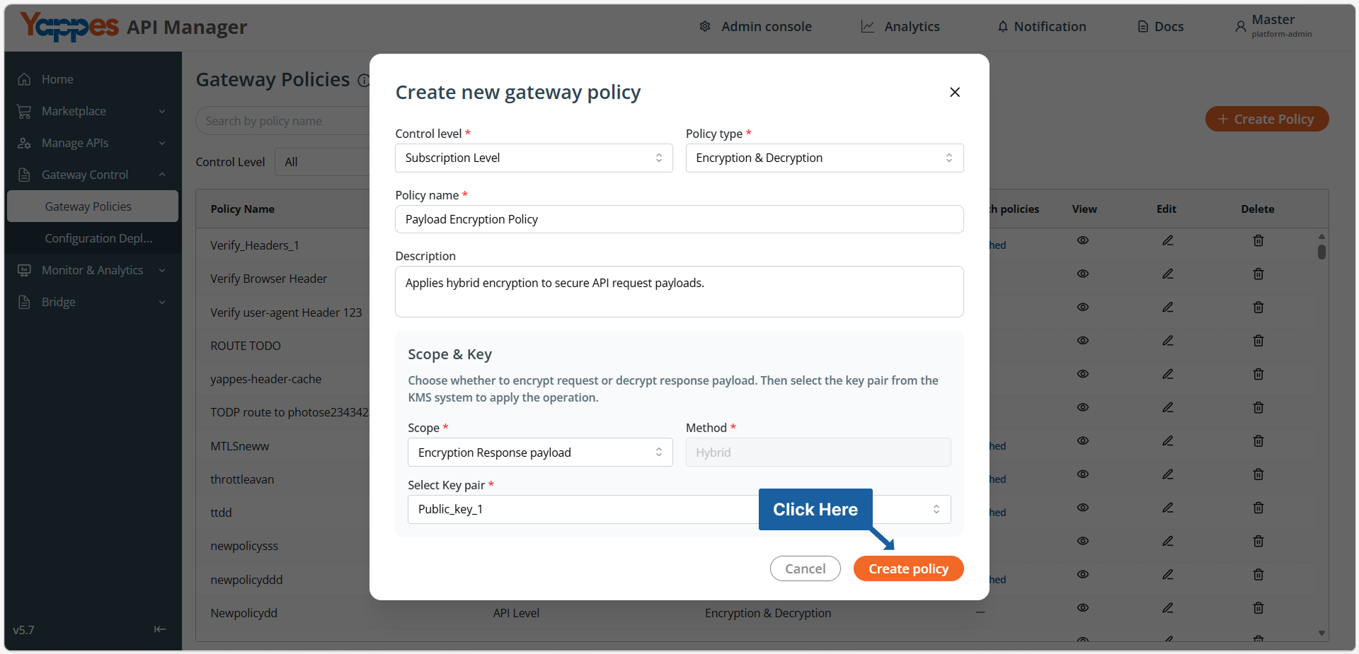 Create the Policy