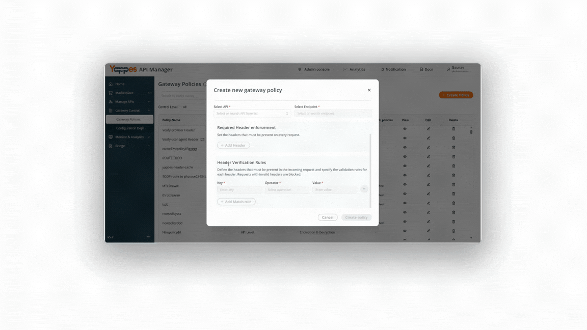 Select API and Endpoint