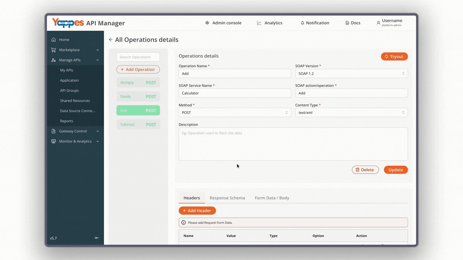 Configure Operation Details - Form Data