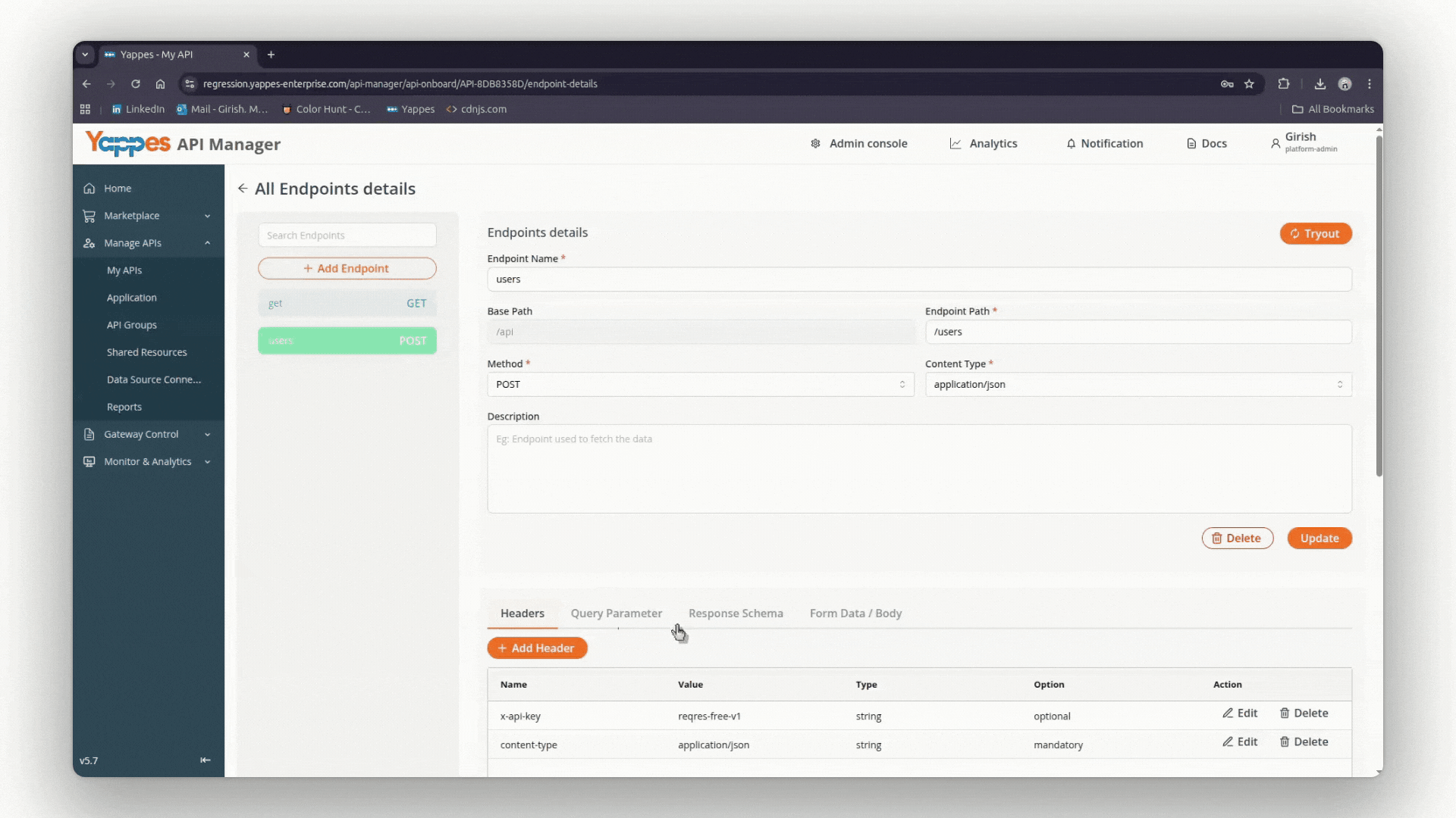 Custom Response Schema Dialog